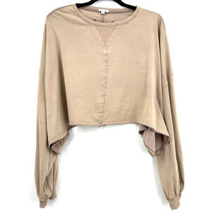 POL Cropped Top Women's L Boho Drop Shoulder Cottagecore Peasant Prairie Cottage